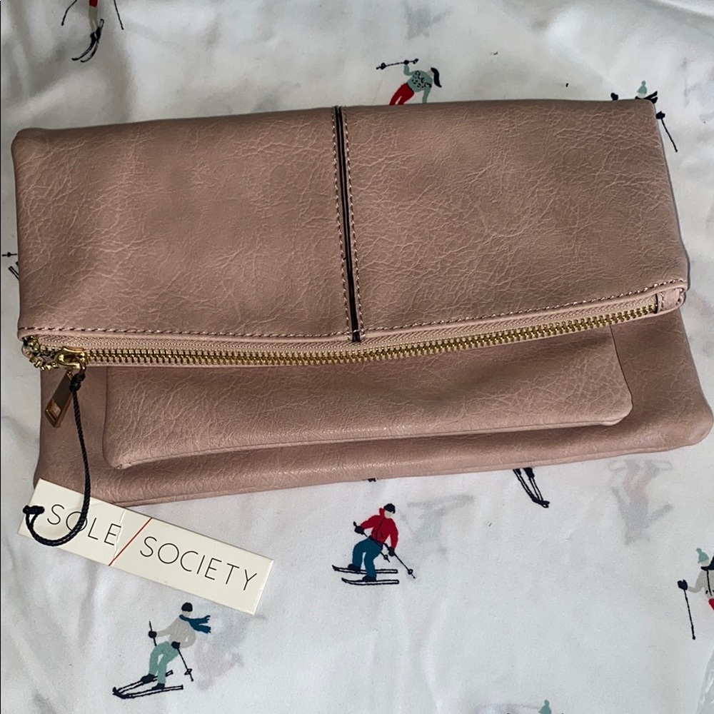 Sole Society Blush Foldover Clutch
